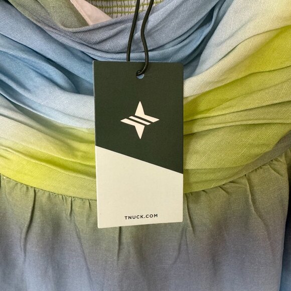 Tuckernuck Chartreuse and Sky Ombre Strapless Kaia Maxi Dress NWT Women Size XL - Picture 3 of 7